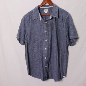 True Grit | Men's Linen Button Up‎ Short Sleeve Shirt Large
